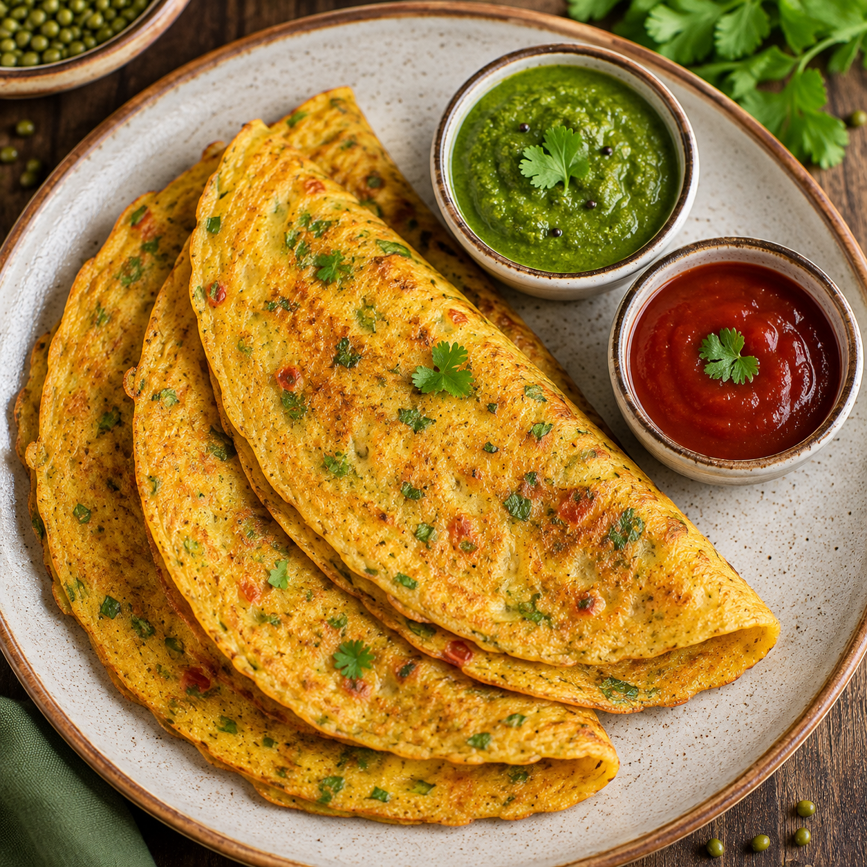 Moong Dal Chilla | Healthy Indian Savory Lentil Pancakes