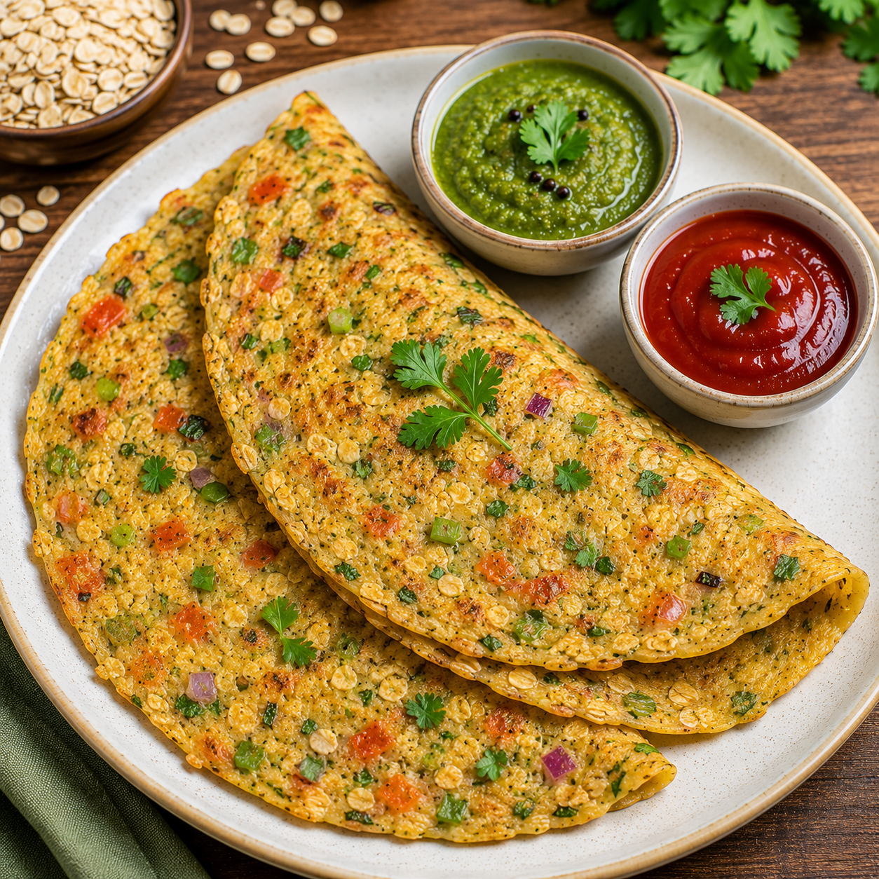 Oats Chilla | Healthy Indian Savory Oat Pancakes
