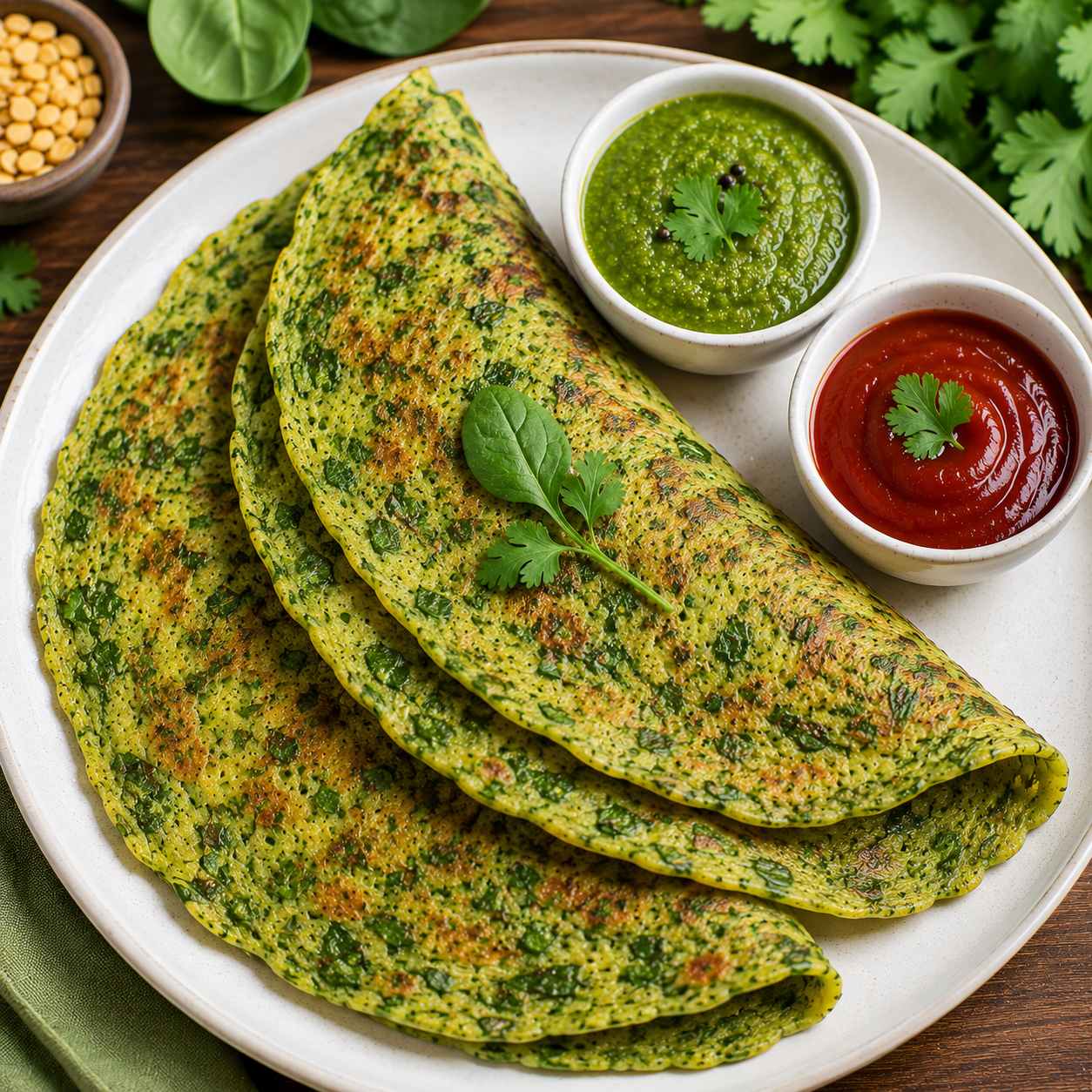 Spinach Chilla | Healthy Indian Spinach Savory Pancakes