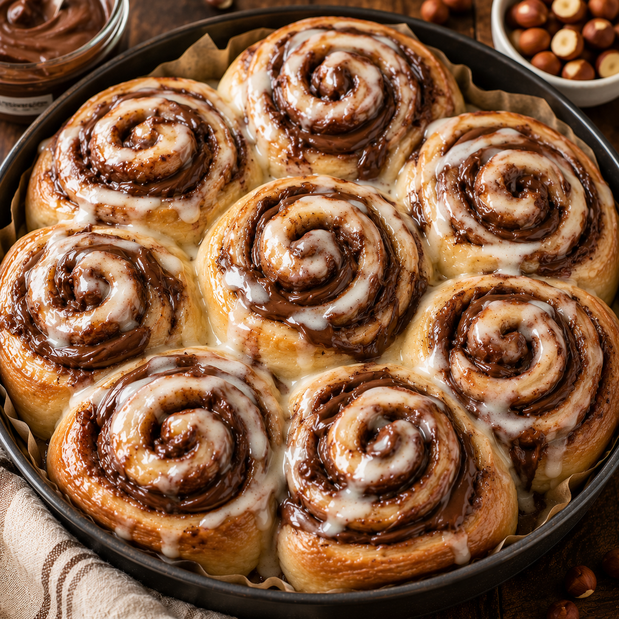 Nutella Cinnamon Rolls | Soft, Fluffy & Chocolate-Hazelnut Rolls