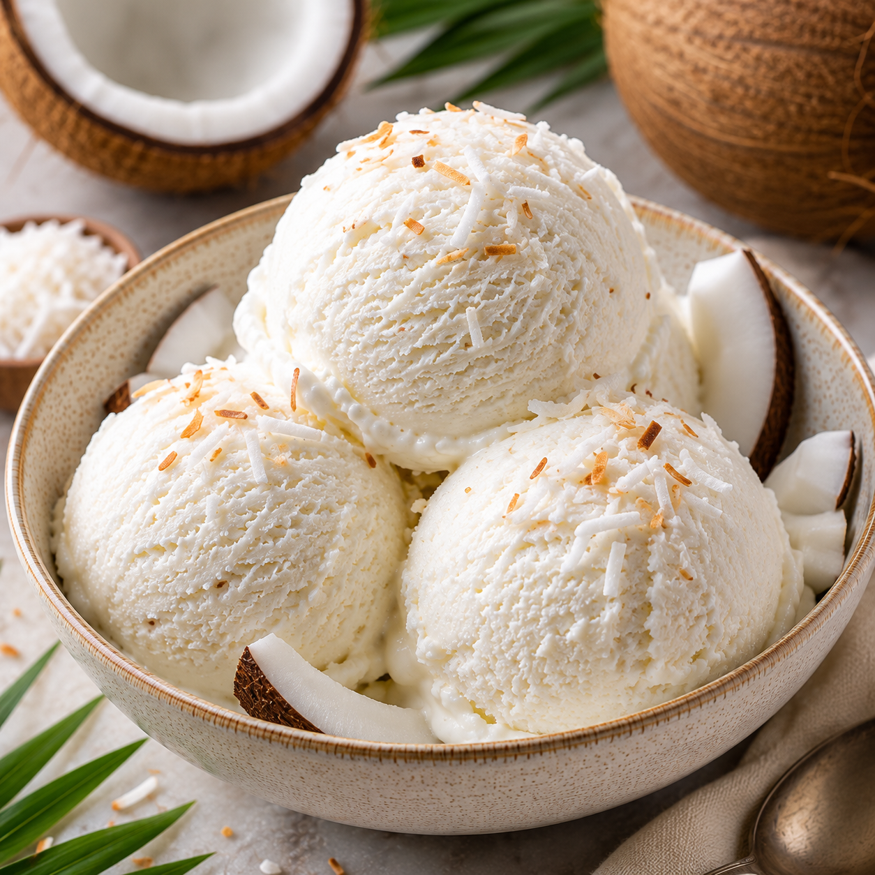 Coconut Ice Cream | Creamy, Tropical & Refreshing Homemade Dessert