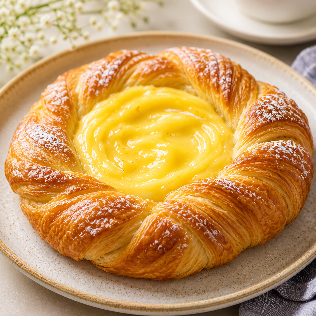Custard Danish | Flaky, Buttery & Creamy Pastry